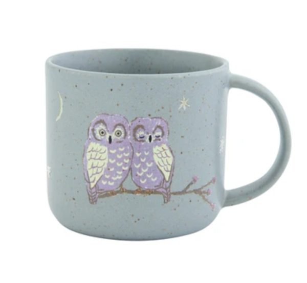 CDF ètendue 美濃燒木蓋杯子 - 藍色貓頭鷹款正面